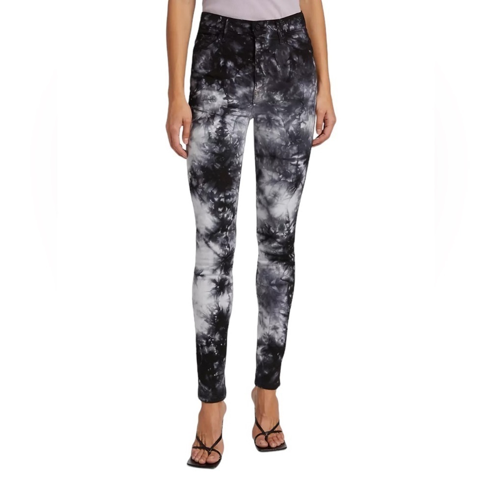 Women's Black and White Tie-Dye Jeans